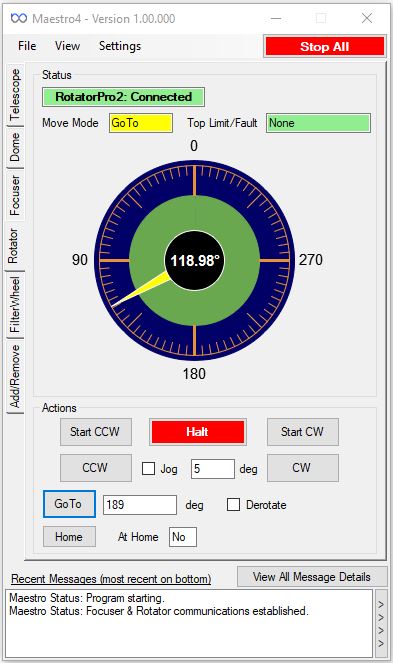 Maestro's Rotation Control User Interface